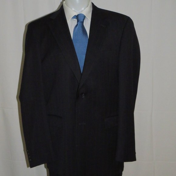 Burberrys Prorsum Super 100 Blue Stripe Two Button Suit 42XL